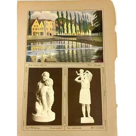 Masolle Schultzberg Sager-Nelson Ahlberg Art Print 1923 Color Etching Dual Side - Picture 6 of 10